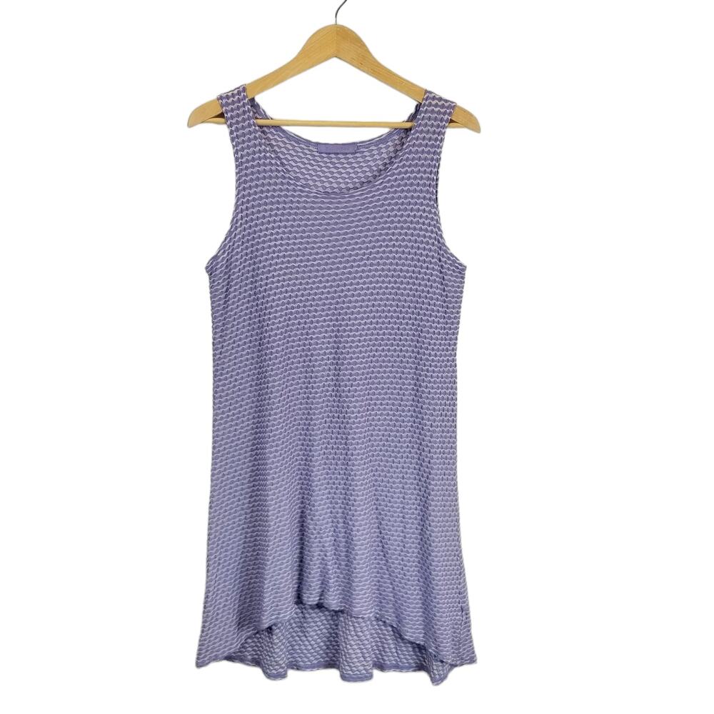 cut loose Women's Hi Lo Hem Knit Tank Dress Lavender Purple White Size Medium